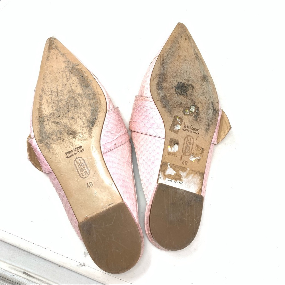 Liudmila python leather pink pointed toe mules loafers size 40 - Picture 4 of 10